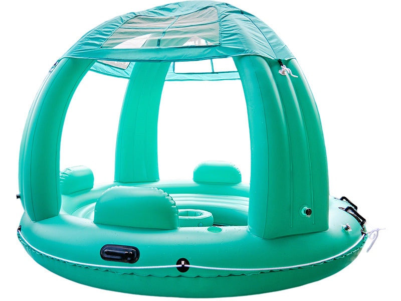 Large inflatable floating island with sunshade canopy FD-01