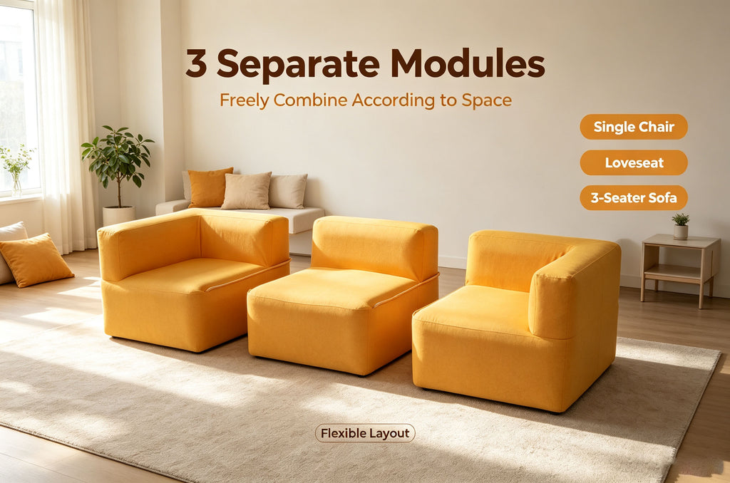 Modular Inflatable Fabric Sectional Sofa | OUTAFUN | Detachable Combination Design, Washable Linen Cover, Quick Air Valve, Indoor Living Room & Outdoor Camping Portable Inflatable Couch