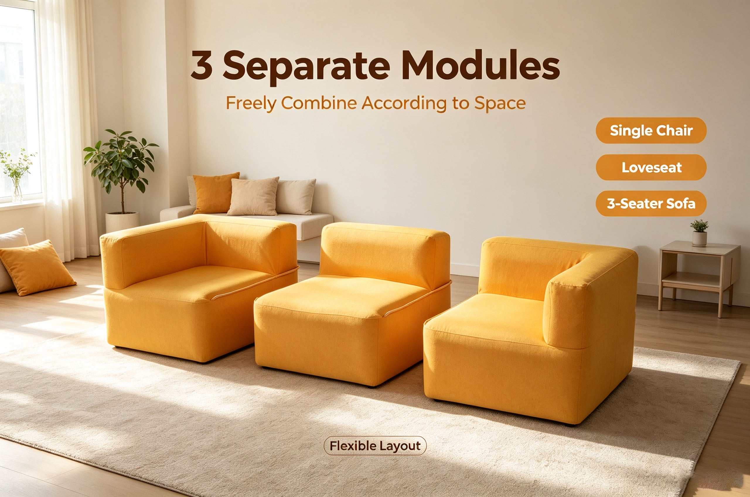 Modular Inflatable Fabric Sectional Sofa | OUTAFUN | Detachable Combination Design, Washable Linen Cover, Quick Air Valve, Indoor Living Room & Outdoor Camping Portable Inflatable Couch