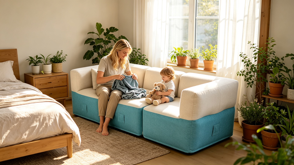 OUTAFUN Modular Inflatable Sofa, lightweight and foldable inflatable sofa, ergonomic square-shaped support lounge sofa, suitable for indoor home use and outdoor camping picnics