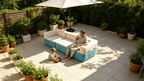 OUTAFUN Modular Inflatable Sofa, lightweight and foldable inflatable sofa, ergonomic square-shaped support lounge sofa, suitable for indoor home use and outdoor camping picnics