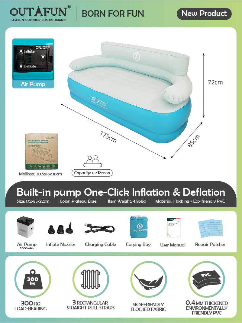 Backrest Inflatable Sofa SF-02 | OUTAFUN | luxury backrest design inflatable couch for home patio use
