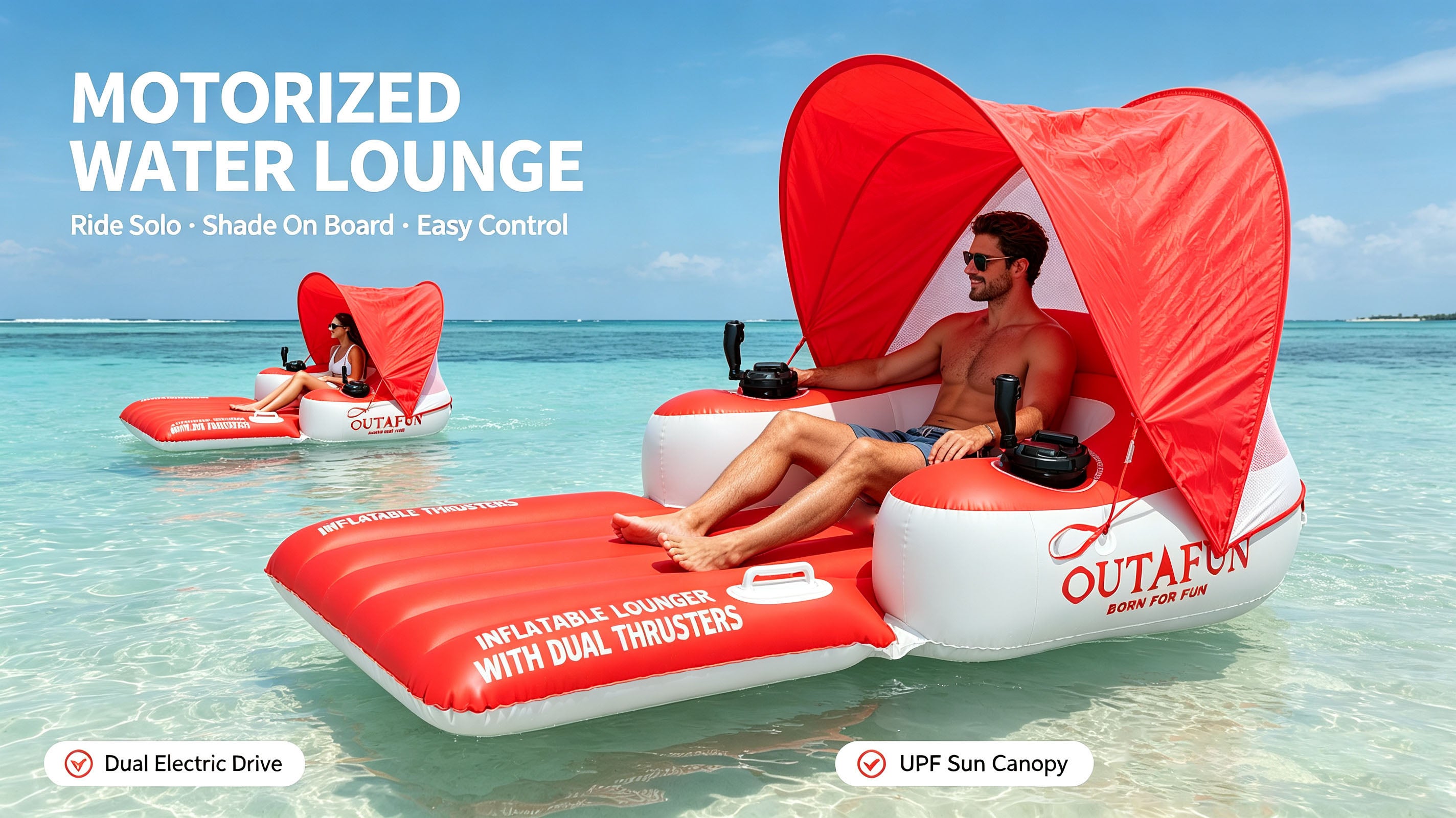 Motorized Inflatable Float Tube with Dual Thrusters | OUTAFUN