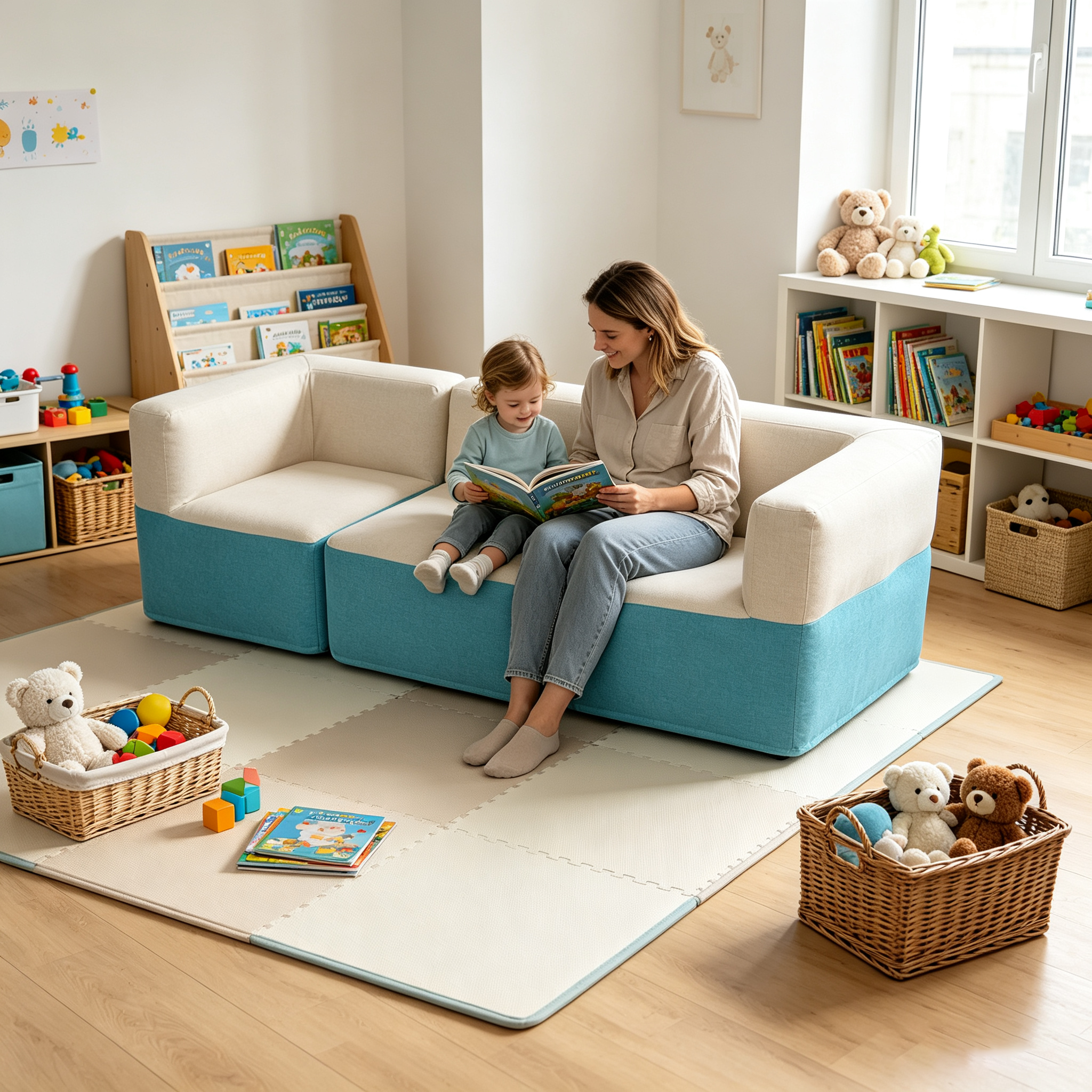OUTAFUN Modular Inflatable Sofa, lightweight and foldable inflatable sofa, ergonomic square-shaped support lounge sofa, suitable for indoor home use and outdoor camping picnics