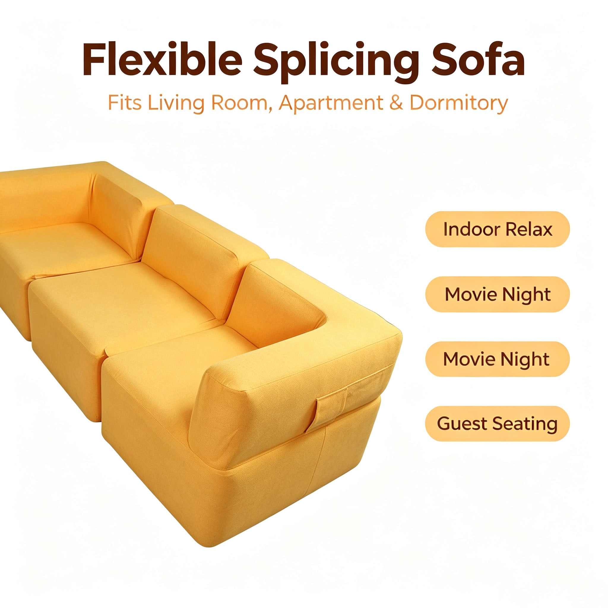 Modular Inflatable Fabric Sectional Sofa | OUTAFUN | Detachable Combination Design, Washable Linen Cover, Quick Air Valve, Indoor Living Room & Outdoor Camping Portable Inflatable Couch