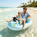 Outafun Motorized Inflatable Pool Float, 2‑Person Parent‑Child Inflatable Jet Ski Ride‑on with Steering Wheel, Backrest Water Float Toy for Swimming Pool, Beach, Lake Summer Water Fun